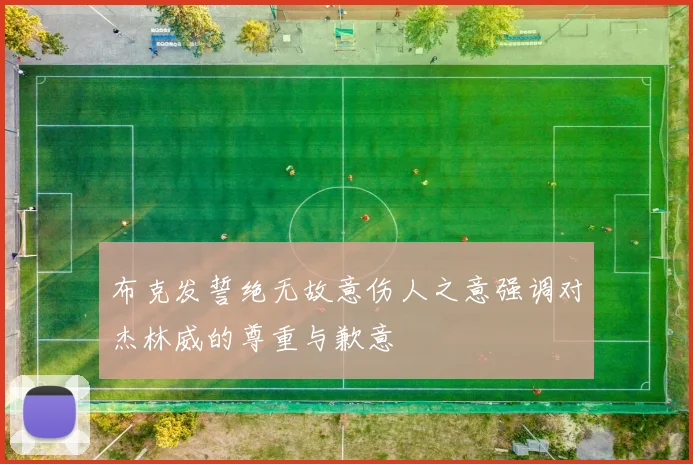 布克发誓绝无故意伤人之意强调对杰林威的尊重与歉意